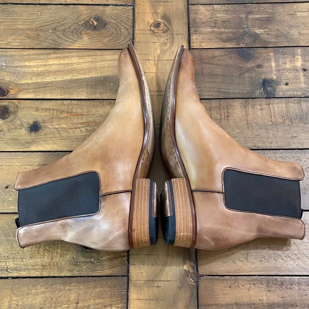 To Boot New York Adam Derrick Chelsea Boots Tan Leather Mens 8.5 Made In Italy